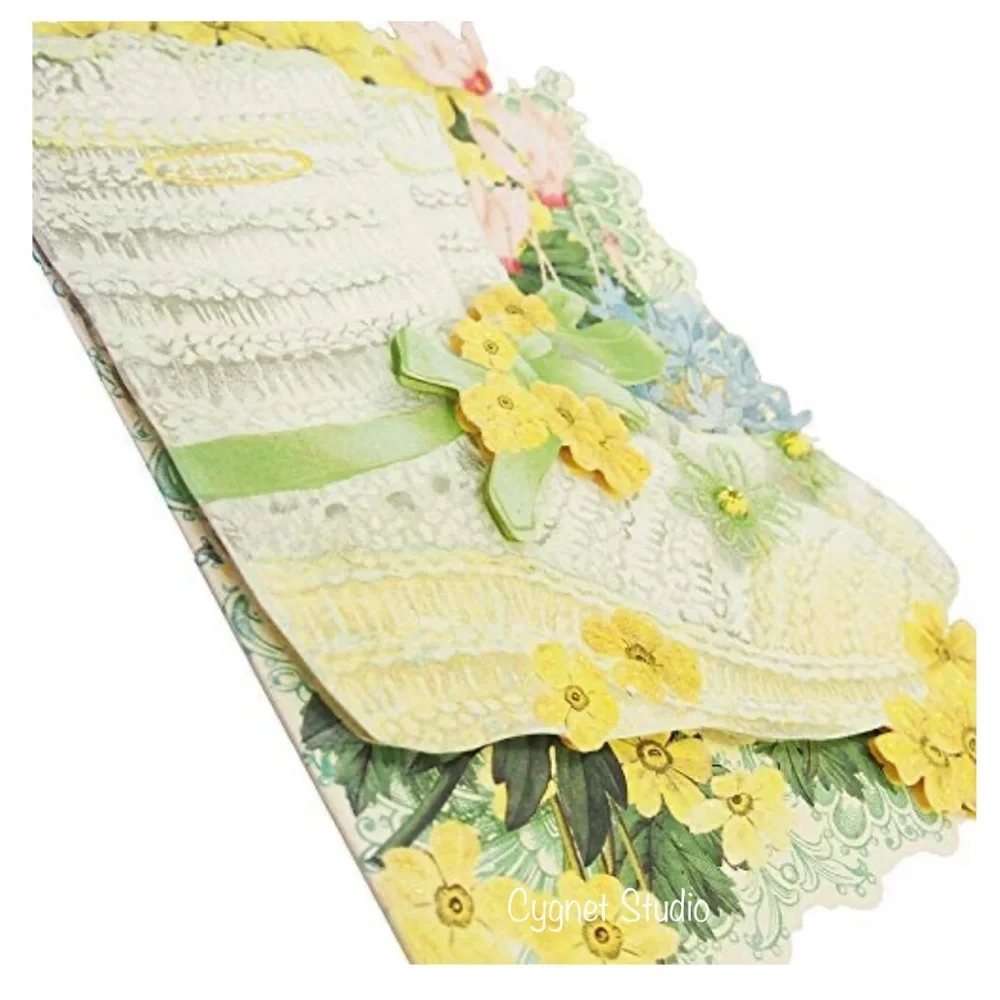 Punch Studio Vintage Crochet Baby Bootie Die-Cut Dimensional Note Card